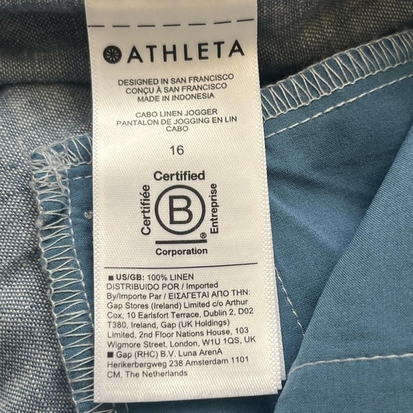 NWT Athleta Cabo linen joggers chambray blue 16 - Picture 8 of 10